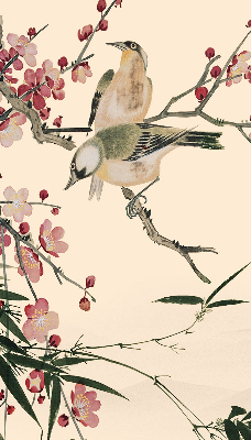 Rolgordijn verduisterend Kersenbloesem en vogel