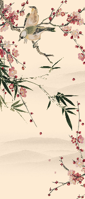 Rolgordijn verduisterend Kersenbloesem en vogel