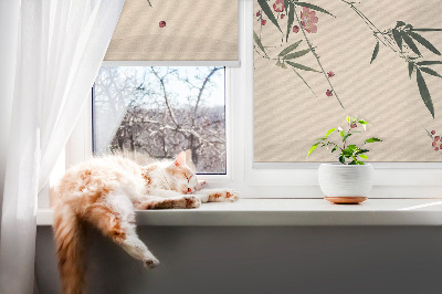 Rolgordijn verduisterend Kersenbloesem en vogel