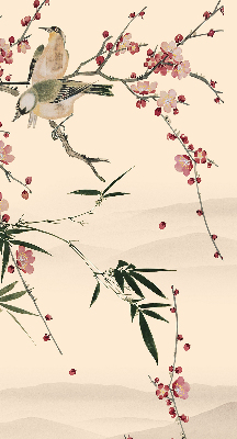 Rolgordijn verduisterend Kersenbloesem en vogel