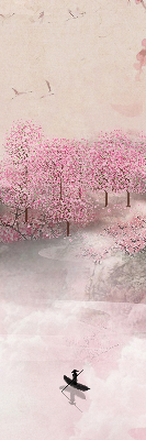 Rolgordijn voor het raam Kersenbloesemtuin