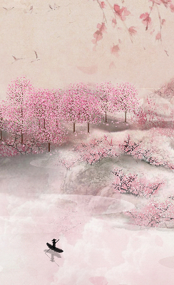 Rolgordijn voor het raam Kersenbloesemtuin