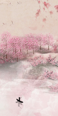 Rolgordijn voor het raam Kersenbloesemtuin