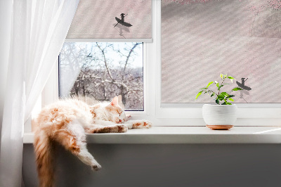 Rolgordijn voor het raam Kersenbloesemtuin