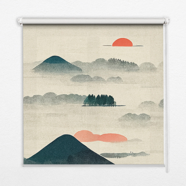 Rolgordijn voor het raam Geschilderde bergen