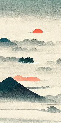 Rolgordijn voor het raam Geschilderde bergen