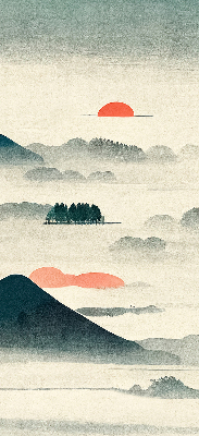 Rolgordijn voor het raam Geschilderde bergen