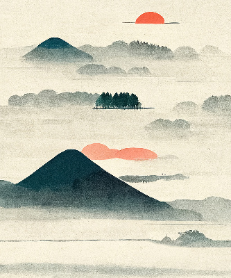 Rolgordijn voor het raam Geschilderde bergen