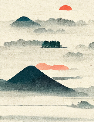 Rolgordijn voor het raam Geschilderde bergen