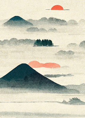 Rolgordijn voor het raam Geschilderde bergen