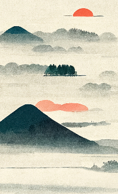 Rolgordijn voor het raam Geschilderde bergen