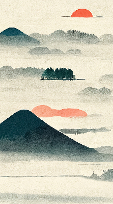 Rolgordijn voor het raam Geschilderde bergen