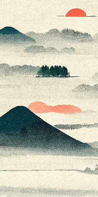 Rolgordijn voor het raam Geschilderde bergen