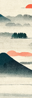 Rolgordijn voor het raam Geschilderde bergen