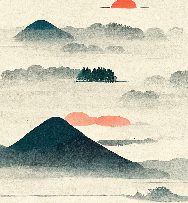 Rolgordijn voor het raam Geschilderde bergen