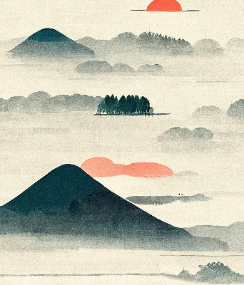 Rolgordijn voor het raam Geschilderde bergen