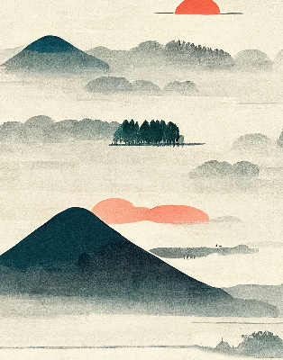 Rolgordijn voor het raam Geschilderde bergen