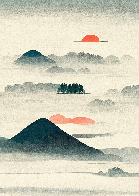 Rolgordijn voor het raam Geschilderde bergen