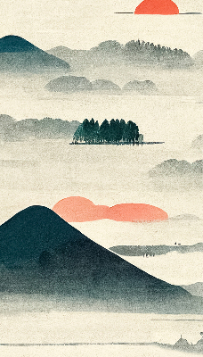 Rolgordijn voor het raam Geschilderde bergen