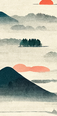 Rolgordijn voor het raam Geschilderde bergen