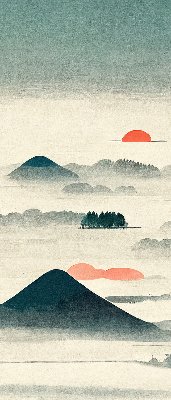 Rolgordijn voor het raam Geschilderde bergen