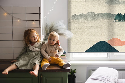 Rolgordijn voor het raam Geschilderde bergen