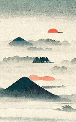 Rolgordijn voor het raam Geschilderde bergen