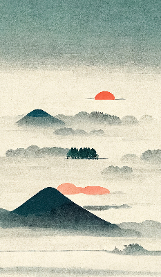 Rolgordijn voor het raam Geschilderde bergen