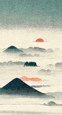 Rolgordijn voor het raam Geschilderde bergen