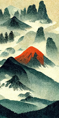 Rolgordijn verduisterend Bergen in de mist