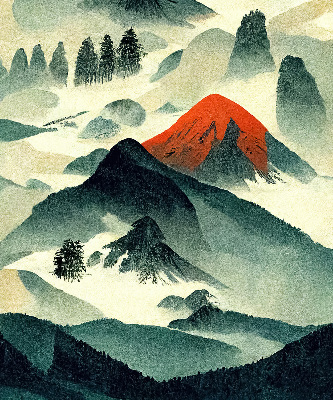 Rolgordijn verduisterend Bergen in de mist