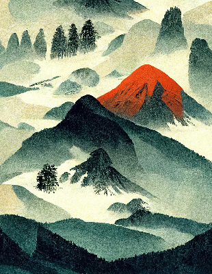 Rolgordijn verduisterend Bergen in de mist