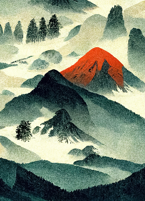 Rolgordijn verduisterend Bergen in de mist