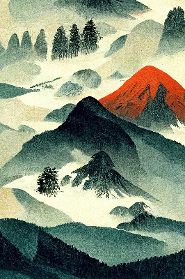 Rolgordijn verduisterend Bergen in de mist