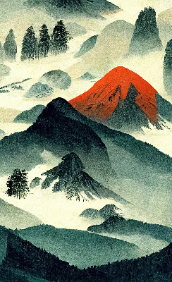 Rolgordijn verduisterend Bergen in de mist