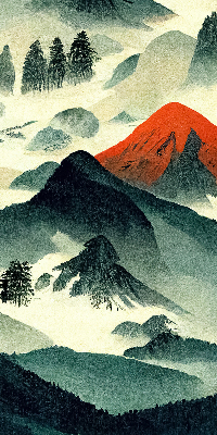 Rolgordijn verduisterend Bergen in de mist