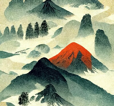 Rolgordijn verduisterend Bergen in de mist