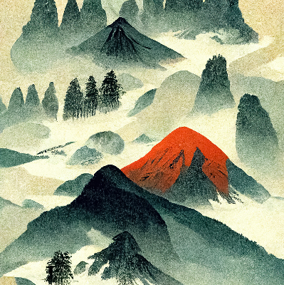 Rolgordijn verduisterend Bergen in de mist