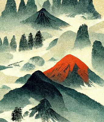 Rolgordijn verduisterend Bergen in de mist