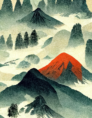 Rolgordijn verduisterend Bergen in de mist