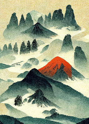 Rolgordijn verduisterend Bergen in de mist