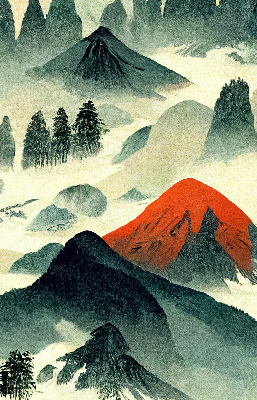 Rolgordijn verduisterend Bergen in de mist