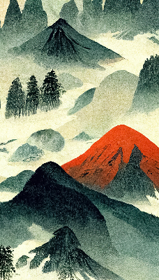 Rolgordijn verduisterend Bergen in de mist