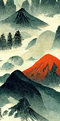 Rolgordijn verduisterend Bergen in de mist