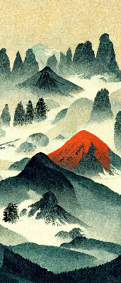 Rolgordijn verduisterend Bergen in de mist