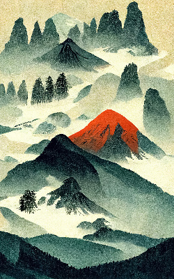 Rolgordijn verduisterend Bergen in de mist