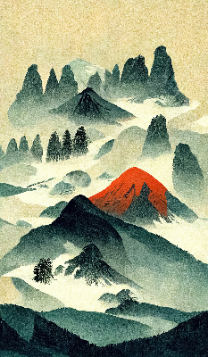 Rolgordijn verduisterend Bergen in de mist