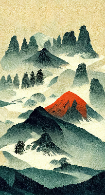 Rolgordijn verduisterend Bergen in de mist