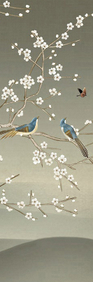 Rolgordijn voor het raam Vogels op een tak