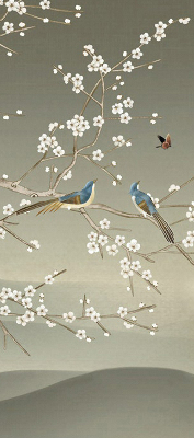 Rolgordijn voor het raam Vogels op een tak